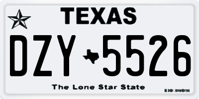 TX license plate DZY5526