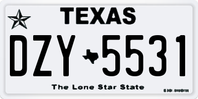 TX license plate DZY5531