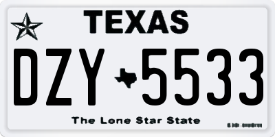 TX license plate DZY5533
