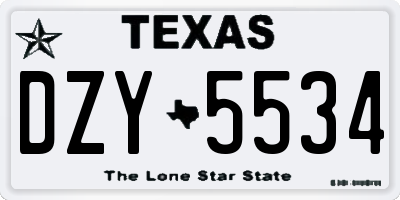 TX license plate DZY5534
