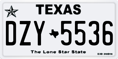 TX license plate DZY5536