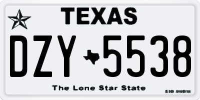 TX license plate DZY5538