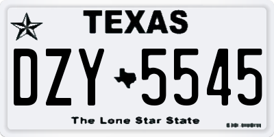 TX license plate DZY5545