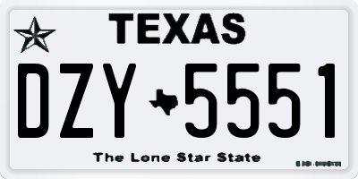 TX license plate DZY5551