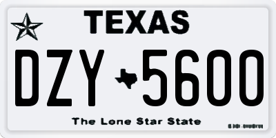 TX license plate DZY5600