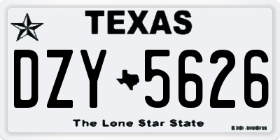 TX license plate DZY5626