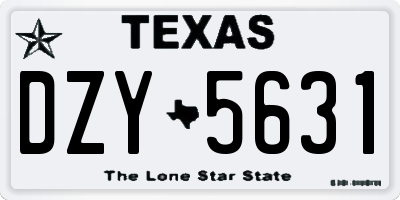 TX license plate DZY5631