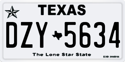 TX license plate DZY5634