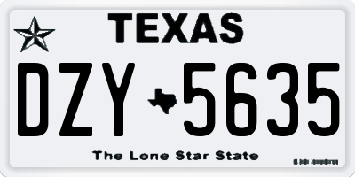 TX license plate DZY5635