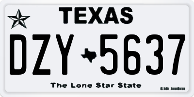 TX license plate DZY5637