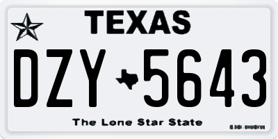 TX license plate DZY5643