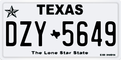TX license plate DZY5649