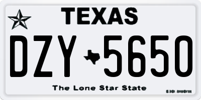 TX license plate DZY5650