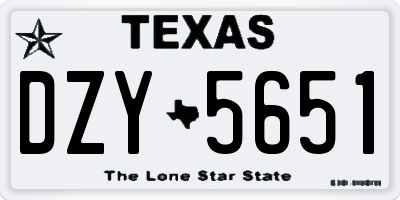 TX license plate DZY5651