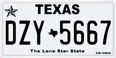 TX license plate DZY5667