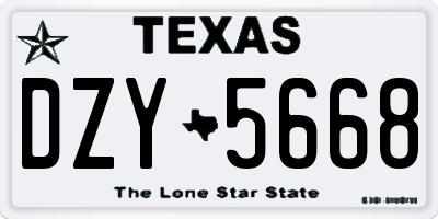TX license plate DZY5668
