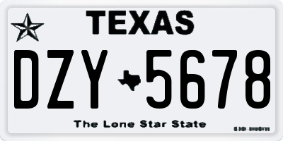 TX license plate DZY5678