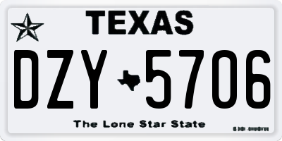 TX license plate DZY5706