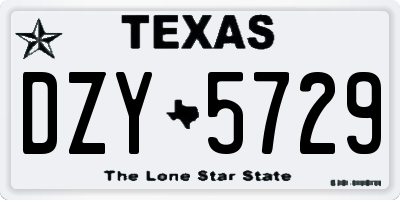 TX license plate DZY5729