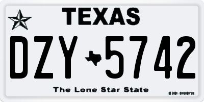 TX license plate DZY5742