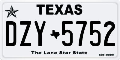 TX license plate DZY5752