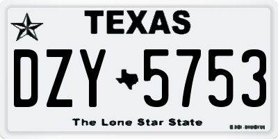 TX license plate DZY5753