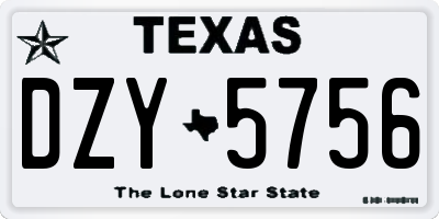 TX license plate DZY5756