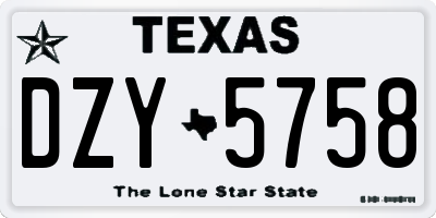 TX license plate DZY5758
