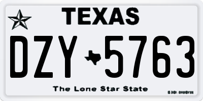 TX license plate DZY5763