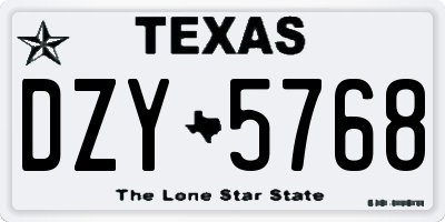 TX license plate DZY5768