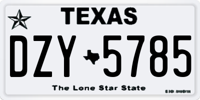 TX license plate DZY5785
