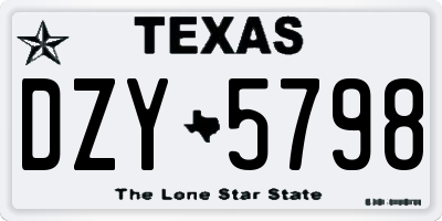 TX license plate DZY5798