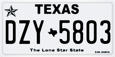 TX license plate DZY5803