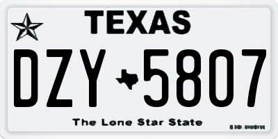 TX license plate DZY5807