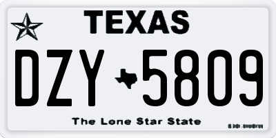 TX license plate DZY5809
