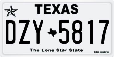 TX license plate DZY5817