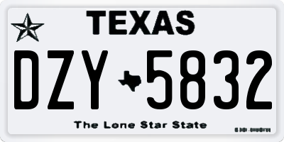 TX license plate DZY5832
