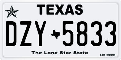 TX license plate DZY5833