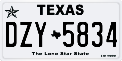 TX license plate DZY5834