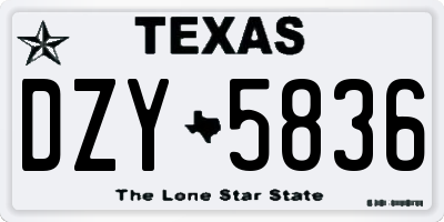 TX license plate DZY5836