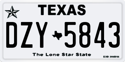 TX license plate DZY5843