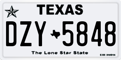 TX license plate DZY5848
