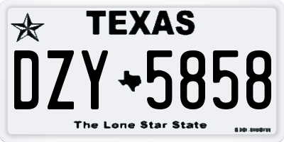 TX license plate DZY5858