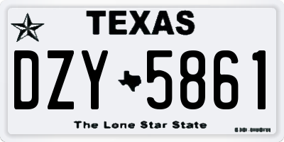 TX license plate DZY5861