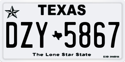 TX license plate DZY5867