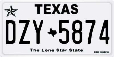 TX license plate DZY5874
