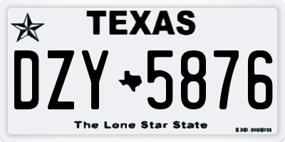 TX license plate DZY5876
