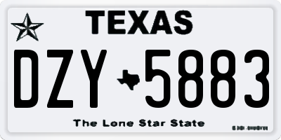 TX license plate DZY5883