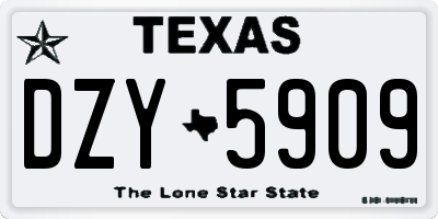 TX license plate DZY5909