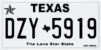 TX license plate DZY5919